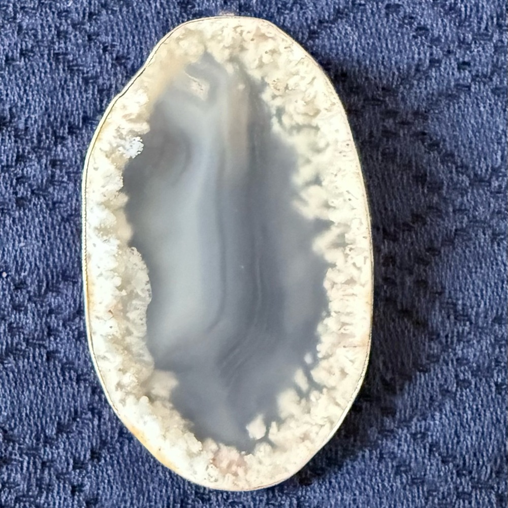 Silver 925 Agate Geode Slice, Semitransparent, Pe… - image 2